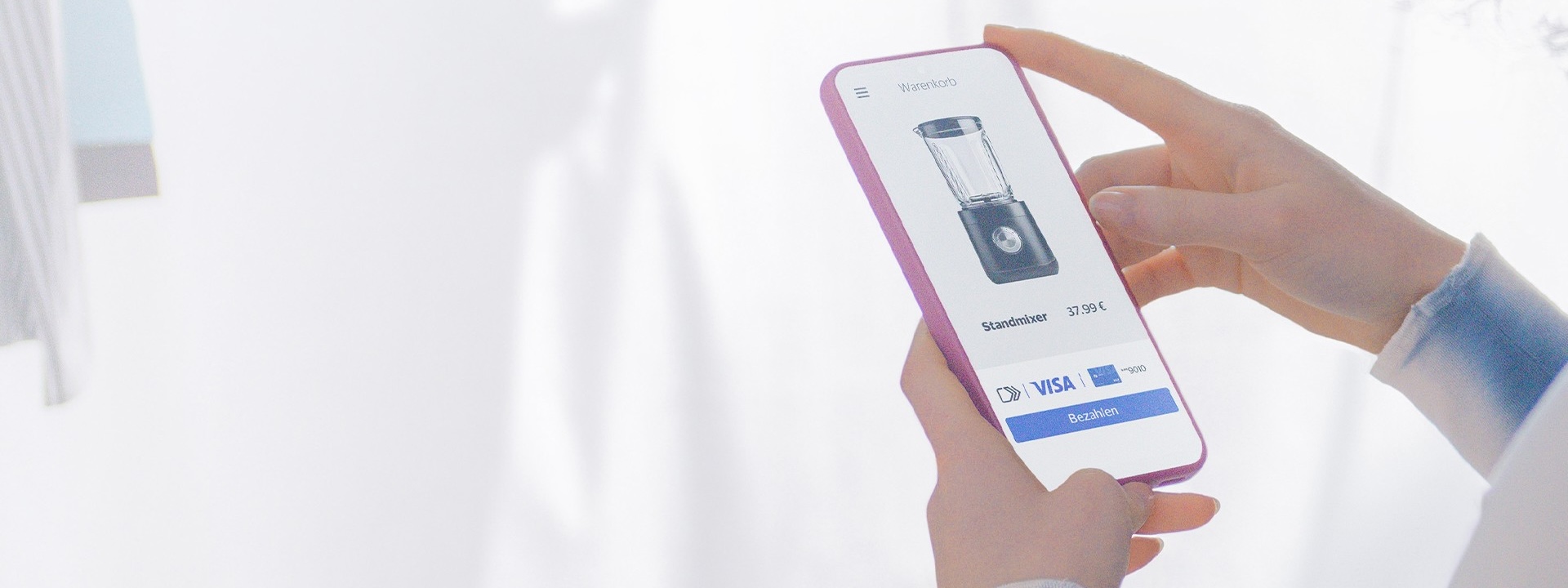 person purchasing blender on mobile