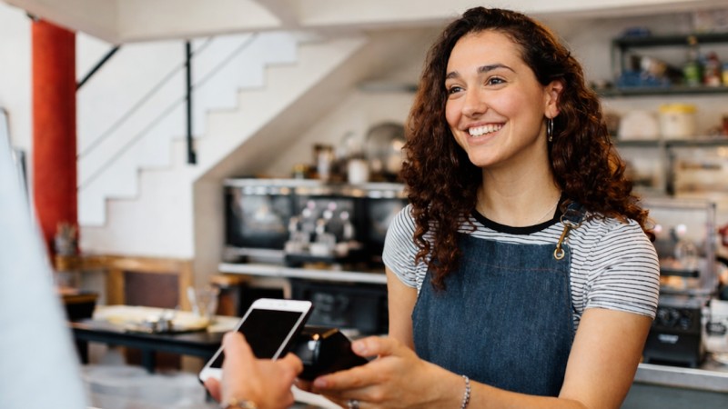 payment moment at coffee shop