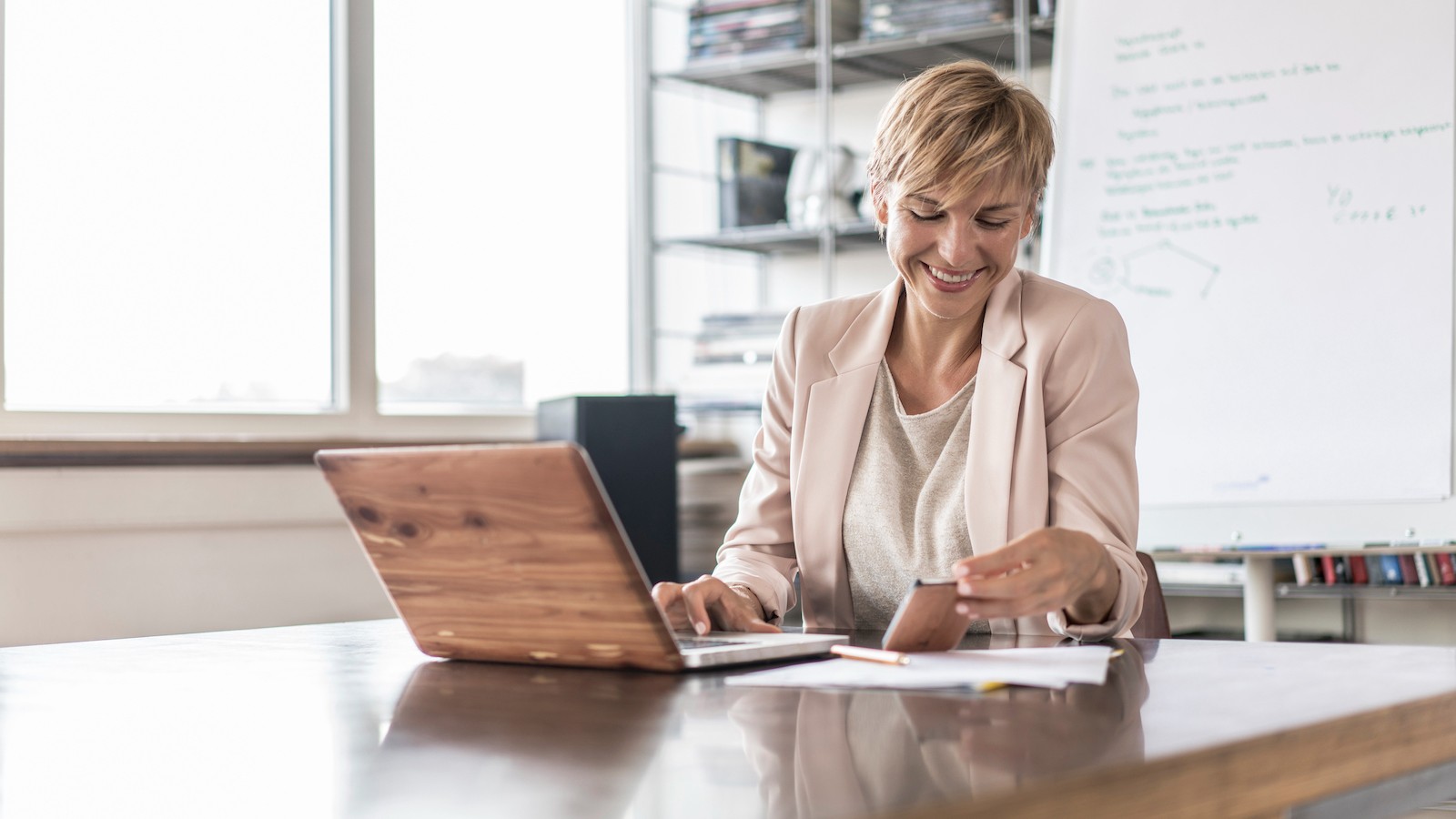 a woman working on her laptop